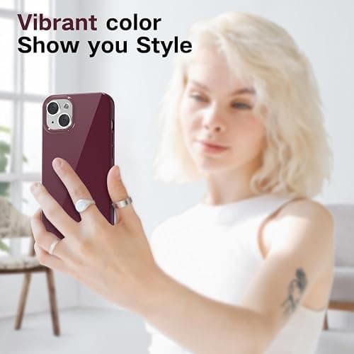 Svanove for iPhone 13/ iPhone 14 Case Silicone, Glossy Soft Rubber Gel Jelly Cute Protective Plastic Simple Plain Phone Case Cover for Women Girl, Slim Thin Flexible Shockproof TPU, Burgundy Wine thumbnail 7