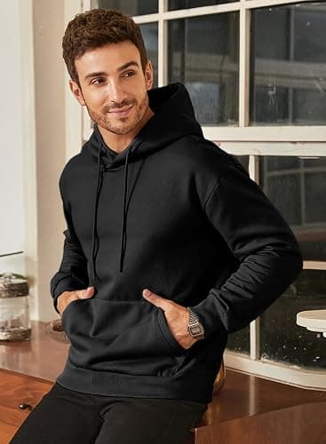 JMIERR Mens Casual Cotton Hooded Collar Drawstring Hoodies Pullover Sweatshirts Casual Long Sleeve Shirts thumbnail 4
