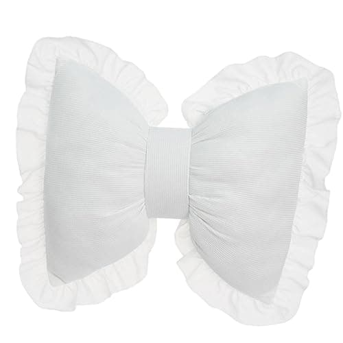 Milageto Cute Bow Cushion Soft Bow Pillow Throw Pillow Ornament Home Furnishing Crafts Back Cushion Decorative Pillows Bow Decor Pillow for Farmhouse Sofa Car Living Room Bedroom, White - White thumbnail 6
