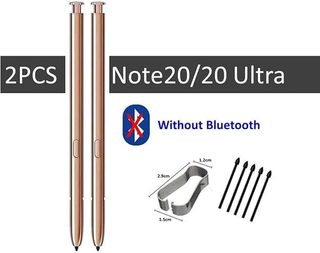 2PCS Galaxy Note 20 Stylus Pen Replacement (Without-Bluetooth) for Samsung Galaxy Note 20 Ultra S Pen + Replacement Tips (Gold/Bronze) thumbnail 2