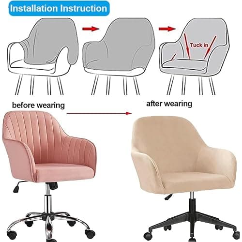 ZHUIYUAN Velvet Stretch Chair Slipcover with Arms, Elastic Chair Cover Protector for Office Computer Chair, Vanity Stool, Wingback Dining Chair for Home Kitchen Living Room thumbnail 6