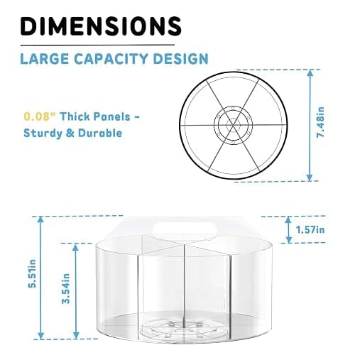 SUPEASY Acrylic Rotating Pencil Holder, 360° Clear Pen & Marker Organizer | Crayon Art Supply Organizer with 6 Compartments and Carry Handle for Desk, Home, Office, Classroom thumbnail 2
