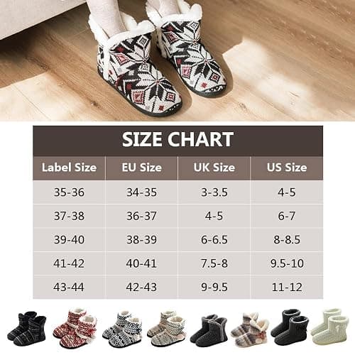 Rojeam Winter Boots Slippers Knitted Women Men Home Booties Plush House Shoes Indoor Outdoor thumbnail 6
