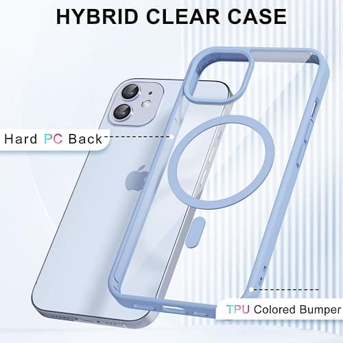 LoeoeL for iPhone 12 Pro/ 12 Case Clear Mag Safe, Ultra Thin Slim Cover Magnetic Compatible with Magsafe Phone Case for Women Men Girl, Cute Soft TPU Silicone & Transparent Hard Plastic, Light Blue thumbnail 5