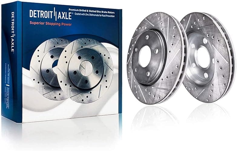 Detroit Axle - Brake Kit for 07-17 Jeep Wrangler Drilled Disc Brake Rotors 2007 2008 2009 2010 2011 2012 2013 2014 2015 2016 2017 Brakes Pads Replacement : 11.89" inch Front 12.44" inch Rear Rotors thumbnail 5