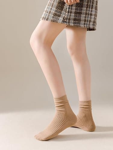 DOKUTOKU Womens Crew Socks Size 7-9 Cotton Cute Long Fall Workout Casual Socks 6 Pack thumbnail 3