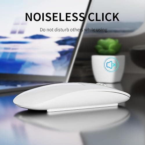 TENMOS M18 Bluetooth Mouse, USB C Rechargeable Wireless Mouse, Triple Mode (Dual Bluetooth+USB) Computer Silent Mice Portable with USB Receiver and Type C Adapter for Laptop/MacBook/iPad/PC - White thumbnail 5