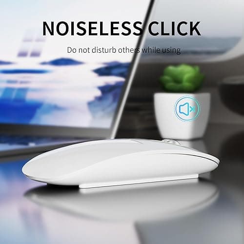 TENMOS M18 Bluetooth Mouse, USB C Rechargeable Wireless Mouse, Triple Mode (Dual Bluetooth+USB) Computer Silent Mice Portable with USB Receiver and Type C Adapter for Laptop/MacBook/iPad/PC - White - white thumbnail 5