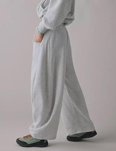 HeSaYep Women's Fleece Lined Sweatpants Barrel Leg Baggy Sweat Pants Winter Thermal Cotton Pants with Pockets thumbnail 5