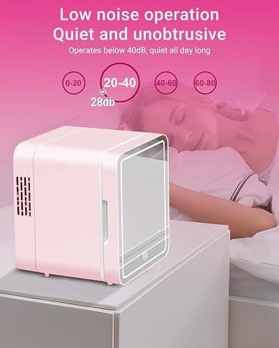 NISHCON 4-Liter Pink Portable Mini Fridge for Skincare Beauty Cosmetic Makeup With Mirrored Door and Dimmable LED Light thumbnail 7