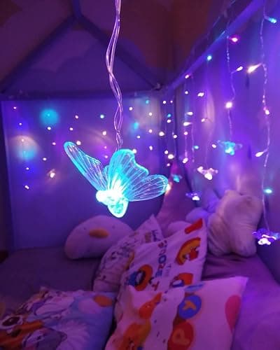 Butterfly Fairy Lights for Bedroom Curtain Lights Twinkle Pastel Cute String Lights Led Hanging for Kids Girls Room for Wall Bed Ceiling Decor with Remote Dimmer thumbnail 4