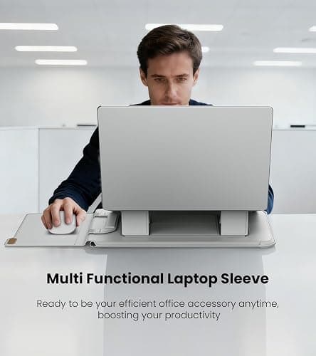 Nillkin 16 inch Laptop Sleeve with Handle (4-in-1), 2 Stand Modes, MacBook Sleeve with Adjustable Stand & Mouse Pad, Slim Laptop Case 16 inch for Samsung/Surface/HP/Chromebook/Dell 13-16'', Gray thumbnail 7