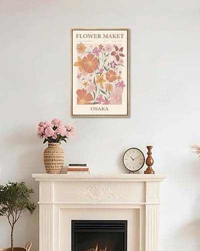 Gufro Flower Market Framed Wall Art,Matisse Abstract Minimalist Pink Floral Print,Nordic Boho Aesthetic Wildflower Flower Market Artwork For Living Room Bedroom Decor 12"X16" thumbnail 2