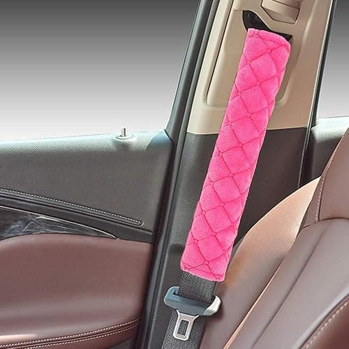 surpassme Car Seat Belt Pads Cover, 2 Pack Seat Belt Shoulder Strap Covers Protector to Release Stress to Your Neck and Shoulder for a Safety Driving (Pink) thumbnail 2