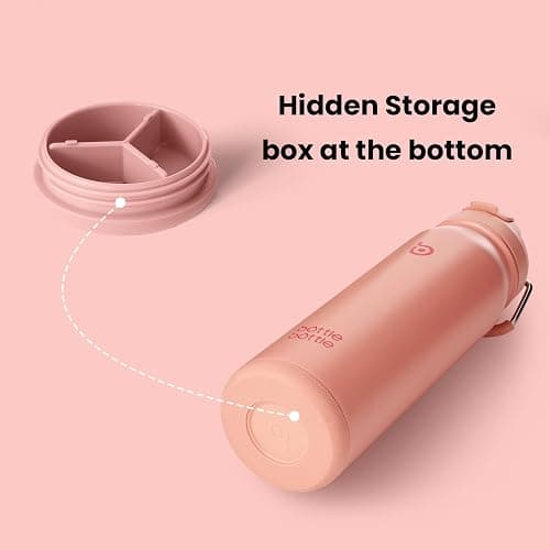 BOTTLE BOTTLE Insulated Water Bottle Stainless Steel 700ml（24oz） Bike Water Bottles with Straw and Adjustable Lid Daily Drink Flask Pill Organizer (salmon) thumbnail 4