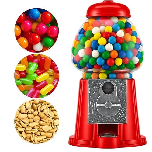 American Gumball Company - Metal 11-Inch Retro Style Red Gumball Machine, Made For 0.62 Inch Gumballs, Candy or Nuts, Accepts Any US Coin - Image 1
