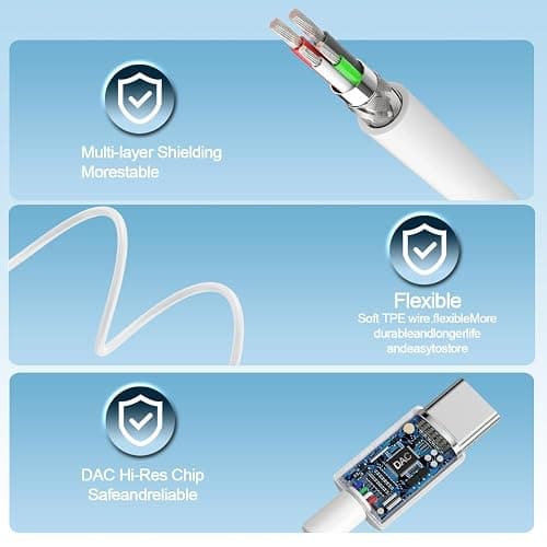1 Pack-USB C Headphones for iPhone 15 Pro Earbuds Type C Wired Earphones with Mic & Remote Control Noise Cancelling for iPhone 15 Pro/PM, iPad Pro, Galaxy S23/S22/S21/Ultra Note 10/20, Pixel 7/6/6 thumbnail 5