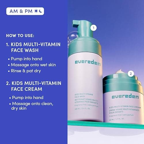 Evereden Fragrance-Free Kids Happy Face Duo - Unscented Multi-Vitamin Face Wash & Face Cream Set - Clean & Vegan Skin Care for Kids 3+ - Moisturizing, Nourishing, & Protective Skin Care Set thumbnail 4