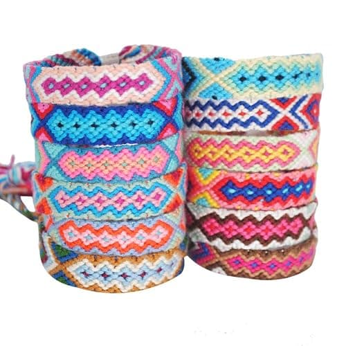 Tangser Nepal Woven Friendship Bracelets with a Sliding Knot Closure for Women, Kids, Girls, VSCO Girl and Men – Adjustable - Mix Color Random（Pack of 12） thumbnail 4