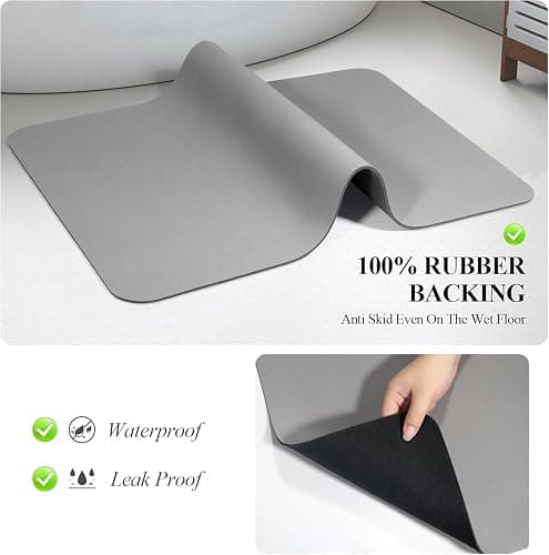 SOLIC Badematte Rutschfester Superabsorbierende Badezimmerteppich, schnelltrocknende Badvorleger, Saugfähige Badvorleger,Duschvorleger für Dusche, Badewannen und Badezimmer (Grau, 43x80cm) thumbnail 6