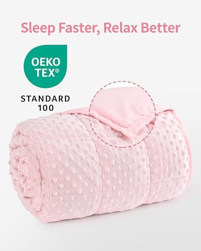 Mr. Sandman Weighted Blanket for Adults Queen, Minky Dots Heavy Blanket for Woman,Man Sleeping/Calm, Soft, Cozy and Cooling Weighted Throw Blankets, Machine Washable, 60 x 80in, 15 Pounds, Pink thumbnail 5