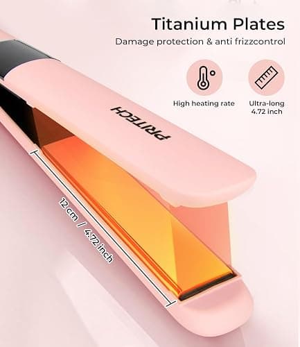 Hair Straightener,Titanium Straightener with Floating Plates for Sleek Styling - 5 Heat Setting Up to 230℃ for All Hair Types,Pink Hair Straightener for Women,Dual Voltage & 60mins Auto Shut-Off thumbnail 2