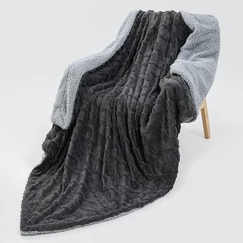 Pagnanno. - Sherpa Teddy Fleece Blanket - Fluffy Double Layered Bed and Sofa Throw - Thick, Warm & Extra Soft - For Families, landlords and Couples (Grey, Double (150x200cm)) thumbnail 2