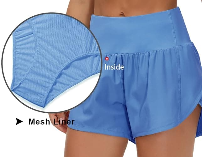 THE GYM PEOPLE Womens High Waisted Running Shorts Quick Dry Athletic Workout Shorts with Mesh Liner Zipper Pockets thumbnail 3