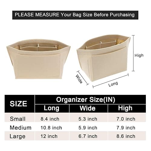LOUKAYCCI Purse Organizer Insert for Longchamp Le Pliage S Handbag Insert Felt Long Champ Tote Bag Organizer Insert with Cup (Beige, Small) thumbnail 2