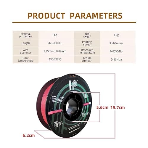 HP3DF Glitter PLA Filament, Twinkling 3D Printer Filament, PLA Filament 1.75mm Dimensional Accuracy +/- 0.02mm, 1KG Spool (2.2 lbs), Fit Most FDM Printer (Glitter Pink) thumbnail 2