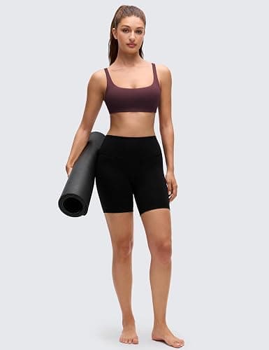 CRZ YOGA Butterluxe Square Neck Sports Bras for Women - Low Coverage Spaghetti Strap Yoga Wireless Padded Cami Crop Top thumbnail 3
