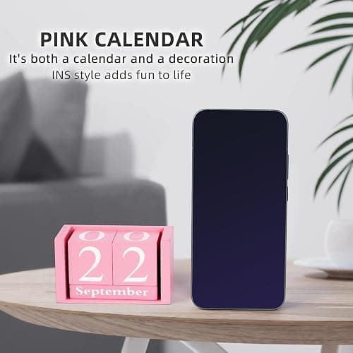 Notakia Pink Decor Wooden Desk Blocks Calendar Perpetual Block Cute Office Pink Desk Accessories Preppy Room Decor for Women thumbnail 7