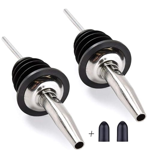 LanMa Olive Oil Spout Pourer, 2PCS Stainless Steel Liquor Bottle Pourers Spouts with Rubber Dust Caps thumbnail 4
