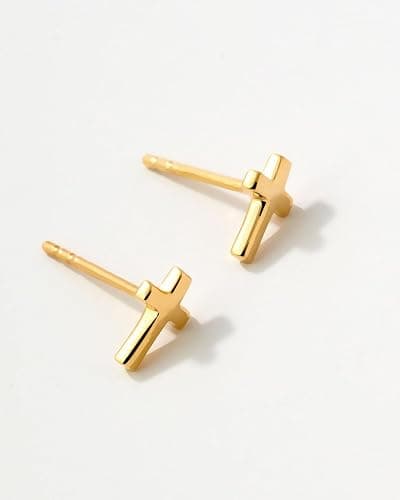MUMREUES Gold Earrings for Women 14K Gold Plated Cross Stud Earring Dainty Minimalist Simple Small Earrings Jewelry Gift for Her thumbnail 6