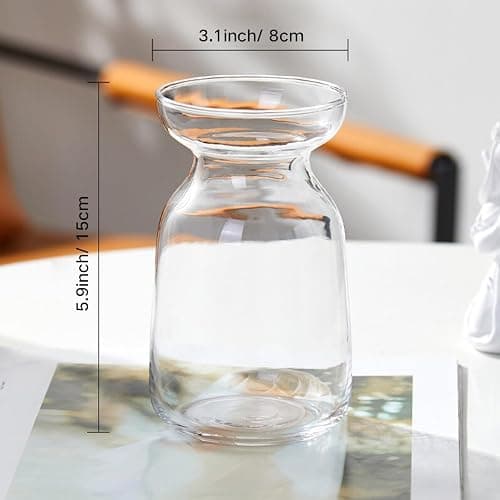 Gute Glass Vases for Decor, Modern Decorative Flower Vase Centerpieces Table Home Indoor Desk Decor Living Room, Kitchen, Office Wedding or Housewarming Gifts (Clear) thumbnail 8