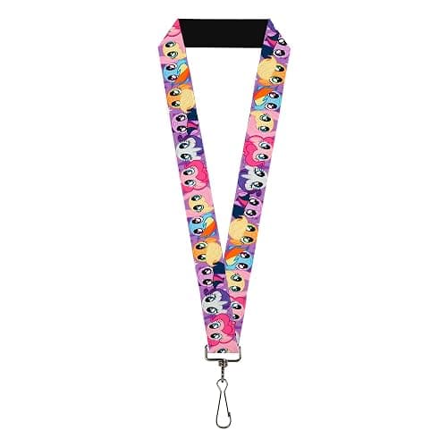 Buckle-Down My Little Pony Lanyard, My Little Pony Friendship Is Magic Original Mane Six Faces, Elastic - Image 1