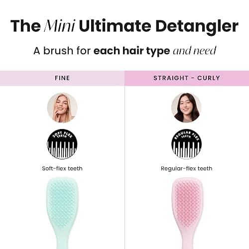 Tangle Teezer Mini Ultimate Detangler - For Wet & Dry Hair - Detangling Brush for All Hair Types - Perfect Brush For Kids & Travel - Millenial Pink thumbnail 8