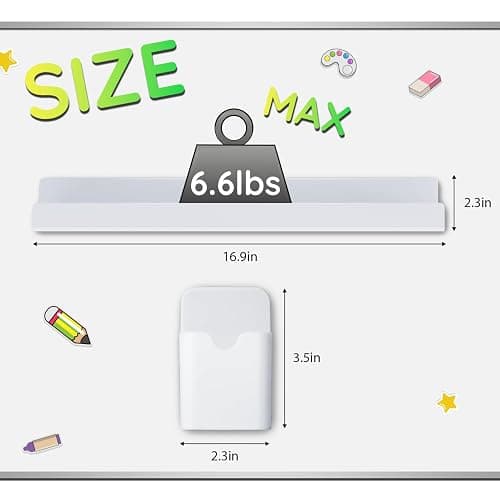 2 Pcs Magnetic Book Shelf for Whiteboard,Reusable Magnetic Book Holder and Pen Holder，Use for Classroom,Office, Refrigerator,School Supplies-White thumbnail 3
