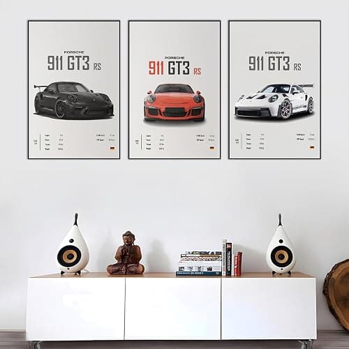 VejiA Car Poster Canvas Wall Art 911 GT Turbo Posters For Men Bedroom Aesthetics Decor (12x18, Unframed 01) thumbnail 5