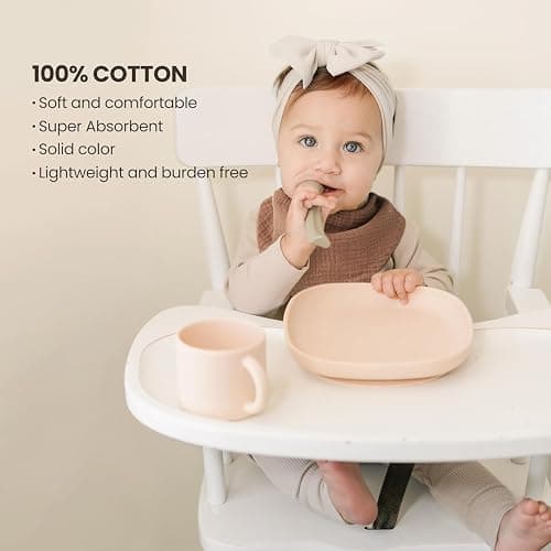 Konssy Muslin Baby Bibs 10 Pack Baby Bandana Drool Bibs 100% Cotton for Unisex Boys and Girls, Soft Absorbent Set for Teething and Drooling thumbnail 4