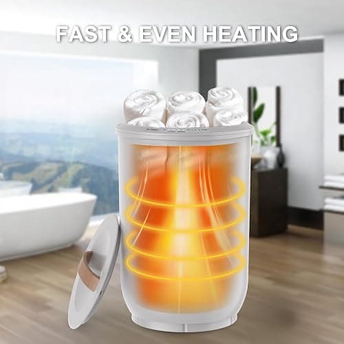 FLYHIT Large Towel Warmer for Bathroom - Heated Towel Warmers Bucket, Wood Handle, Auto Shut Off, Fits Up to Two 40"X70" Oversized Towels, Bathrobes, Blankets, for Mother's Gifts, Gray thumbnail 2