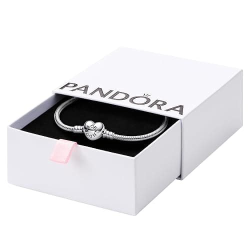 PANDORA Heart Clasp Snake Chain Bracelet - Heart Clasp - Romantic Jewelry for Her with Gift Box - Compatible Moments Charms - Image 1
