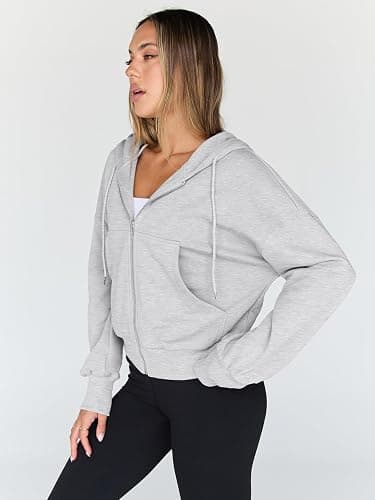 Trendy Queen Hoodies for Women Full Zip Up Cropped Sweatshirts Jackets Casual Comfy Gym Tops Fall Outfits Winter Clothes 2025 thumbnail 3