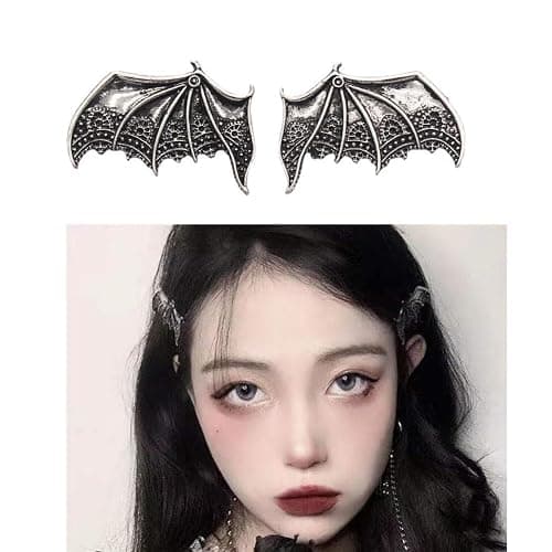 Halloween Bat Wing Hair Clips for Women Girls Devil Wings Hair Clip Silver Devil Wing Hair Barrettes Halloween Costumes Cosplay Hair Accessories for Women Bat Wings Clips - Image 1