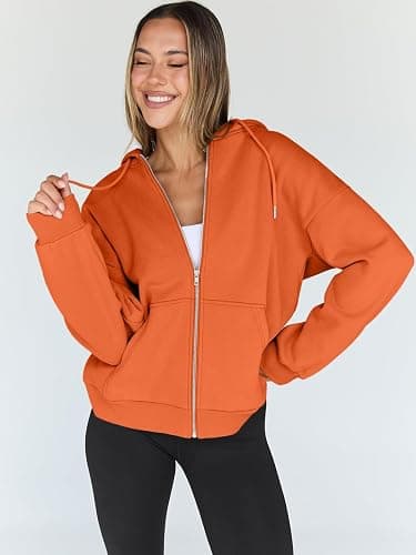 Trendy Queen Womens Zip Up Hoodies Oversized Sweatshirts Fall School Fashion Outfits Casual Jackets 2025 Winter Clothes thumbnail 2