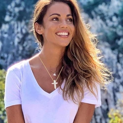 Pearl Cross Necklace for Women Baroque Freshwater Pearl Cross Pendant Necklace Minimalist Jewelry thumbnail 3