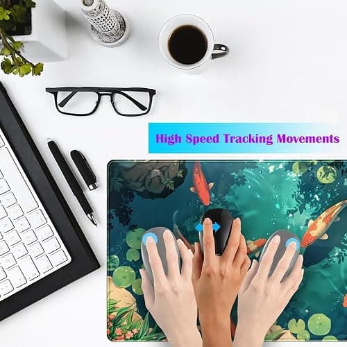 Koi Fish Desk Mat Gaming Koi Pond Desk Pad Large Cute Mouse Pad, Goldfish Mouse Mat XXL Laptop Keyboard Pad, Blue Waters Gamer Mouse Pad Full Mousepads Cool Office Accessories 31.5"x15.7" thumbnail 4