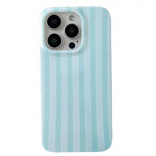 ZTOFERA Cute Vertical Striped Case for iPhone 16 Pro,Light Blue | Raised Edge Protection/Soft Anti-Scratch Back/Slim and Glossy/Fashion Simple Pattern Phone Cover for Women Girls - Image 1