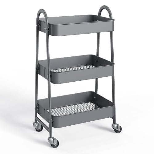 3-Tier Metal Rolling Cart - Image 1