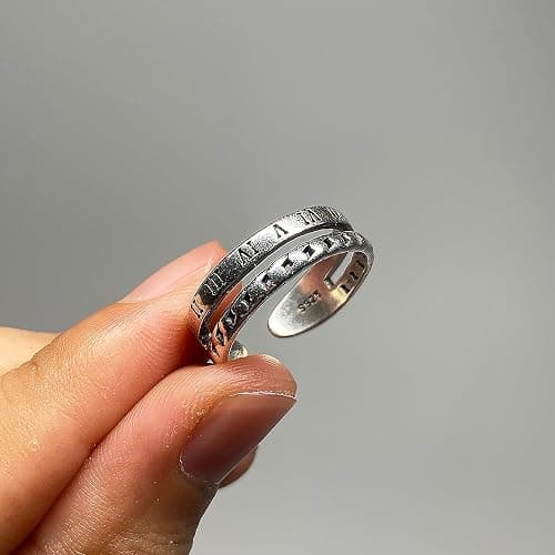 Ch.yishi Handmade Vintage 925 Sterling Silver Wide Band Rings for Women/Men,Adjustable Thumb Finger Ring thumbnail 3